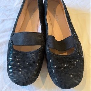 Taryn Rose Sparkly black suede flats